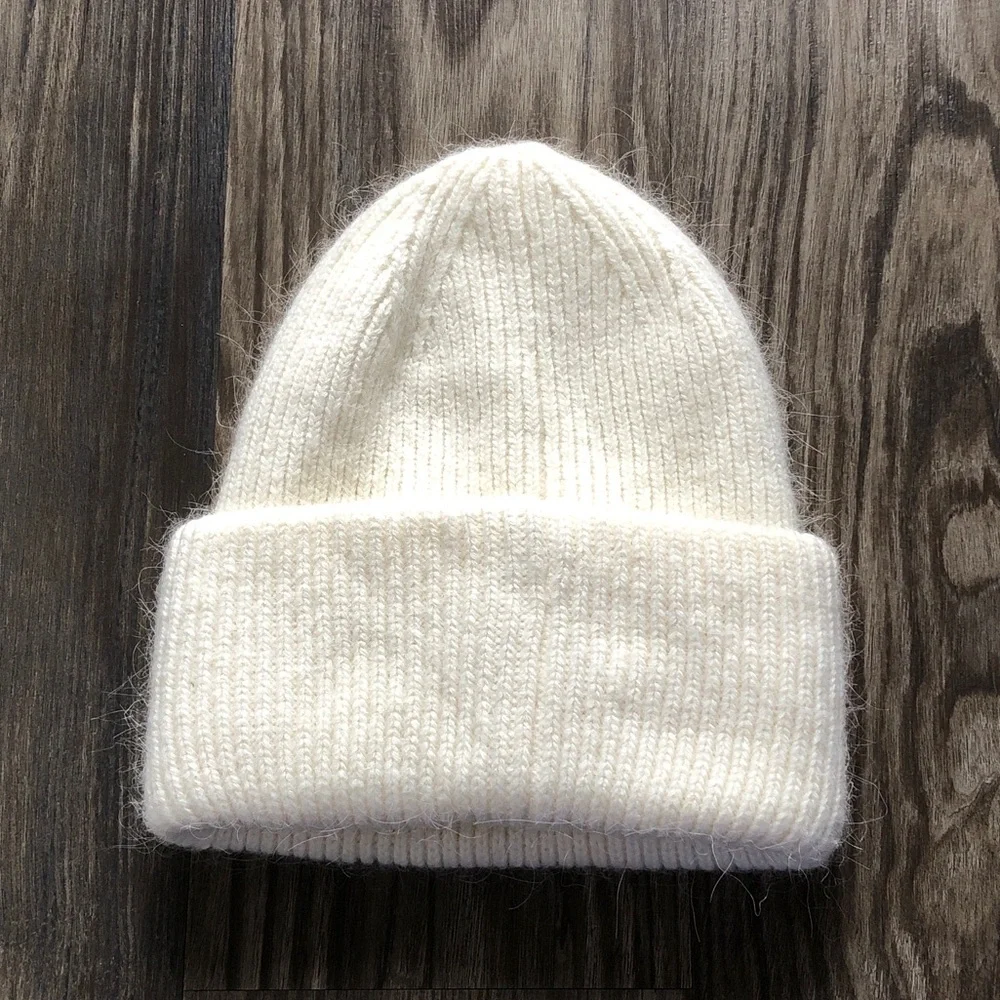 Billy Bamboo Angora Blend Beanie Hat Off White
